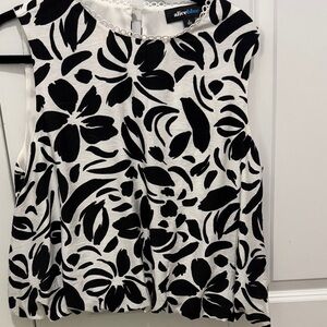 Alice Blue Black & White Floral Sleeveless Camisole